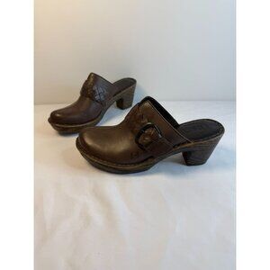 Born Emme Mule Women's Size 7M Brown Leather Slip On Boho Platform Casual Shoes